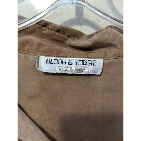 Vintage 80s Bloor & Yonge Pure Silk Blouse Long Sleeve Beige Utility Western L - Picture 7 of 9